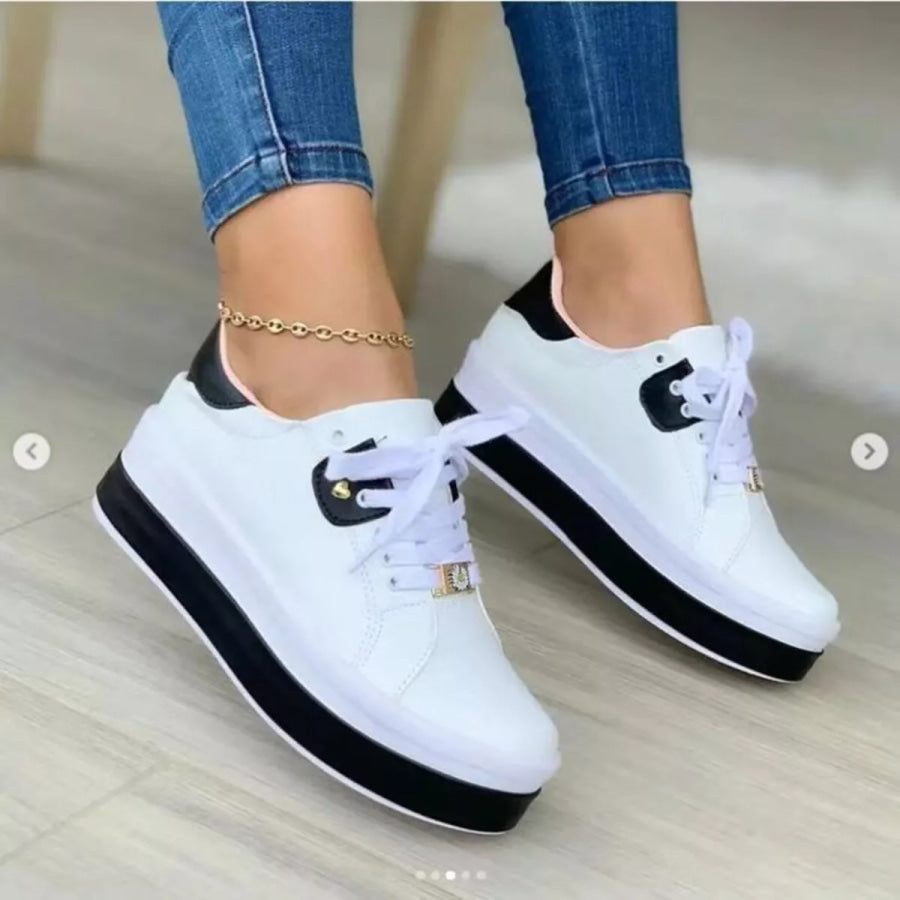 Lace Up Platform Sneakers Black / 36 Apparel and Accessories