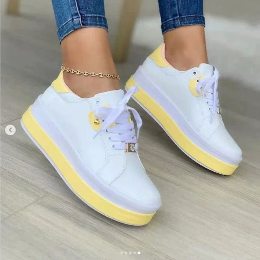Lace Up Platform Sneakers Yellow / 36 Apparel and Accessories