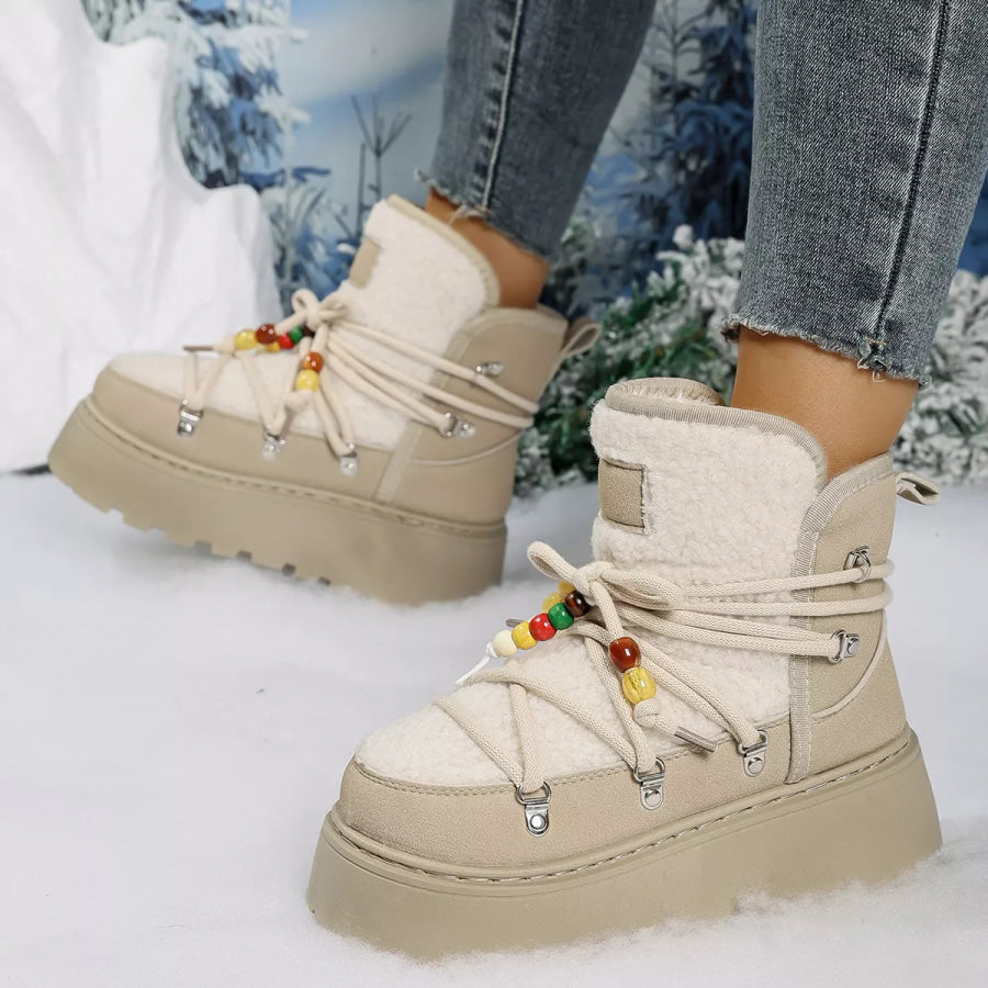 Lace-Up Platform Winter Boots Apparel and Accessories