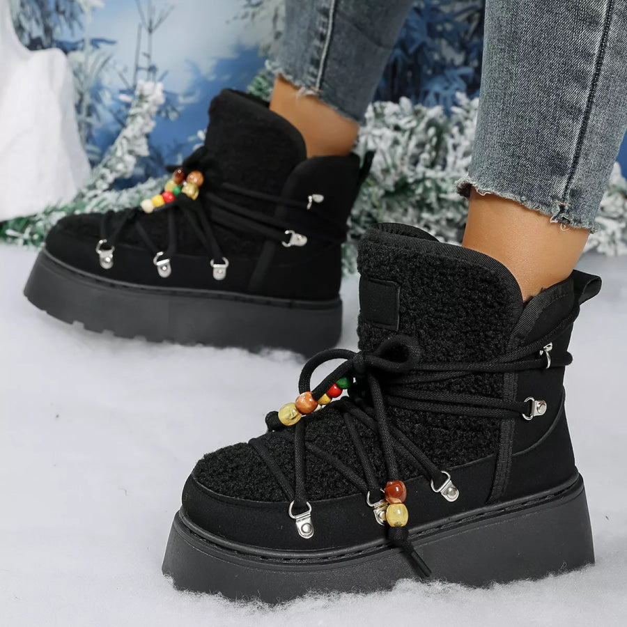 Lace-Up Platform Winter Boots Apparel and Accessories