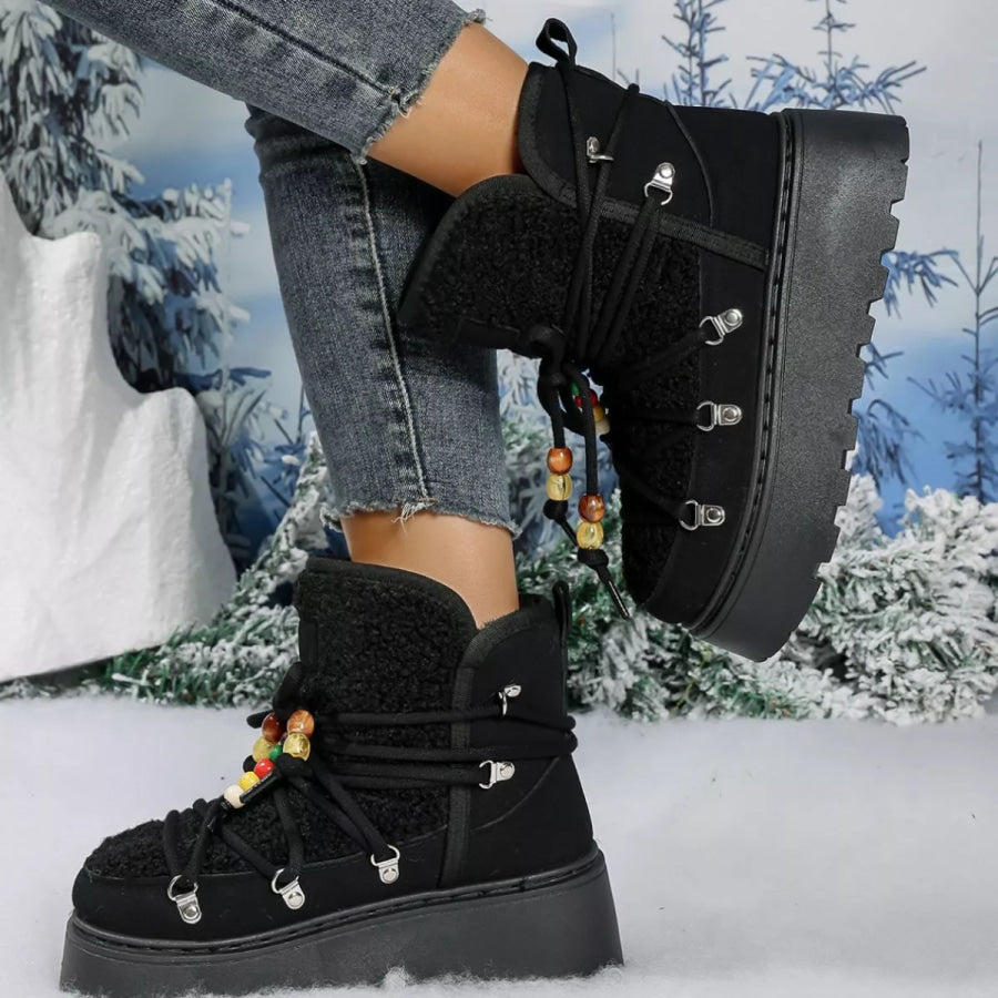 Lace-Up Platform Winter Boots Black / 36 Apparel and Accessories