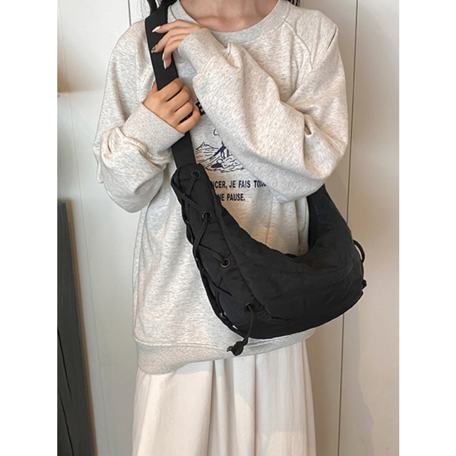 Lace-Up Polyester Crossbody Bag Apparel and Accessories