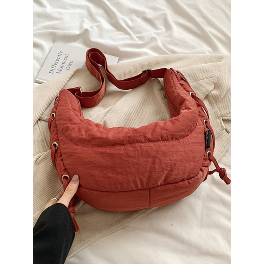 Lace-Up Polyester Crossbody Bag Apparel and Accessories