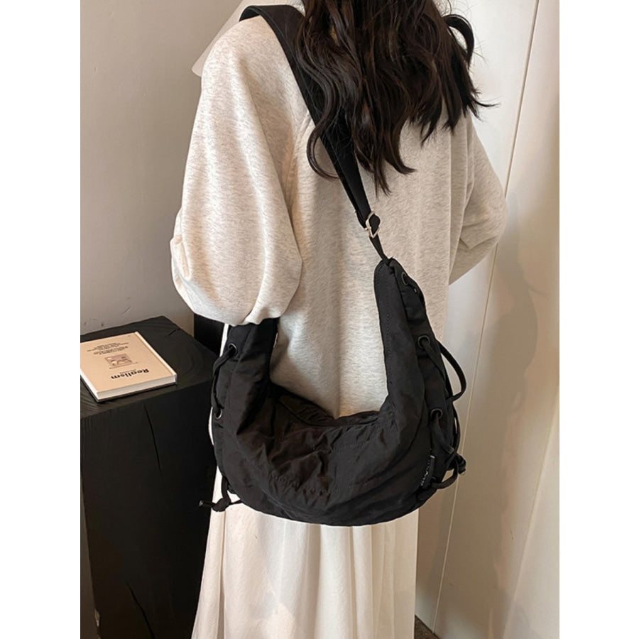 Lace-Up Polyester Crossbody Bag Apparel and Accessories