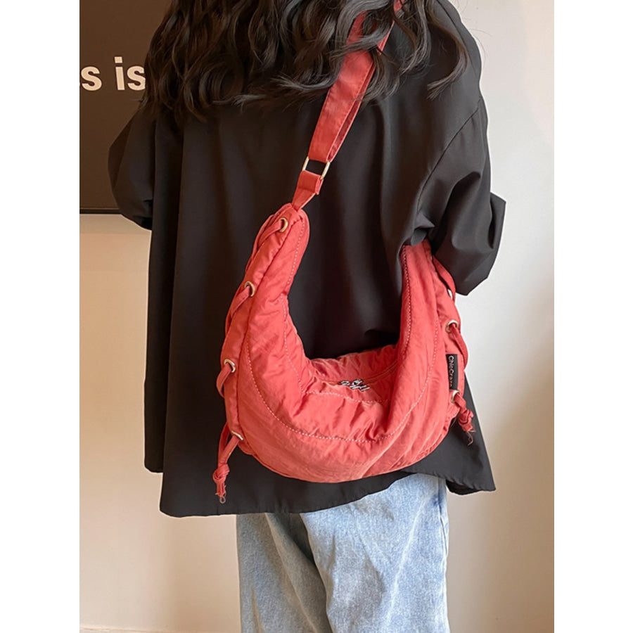 Lace-Up Polyester Crossbody Bag Apparel and Accessories