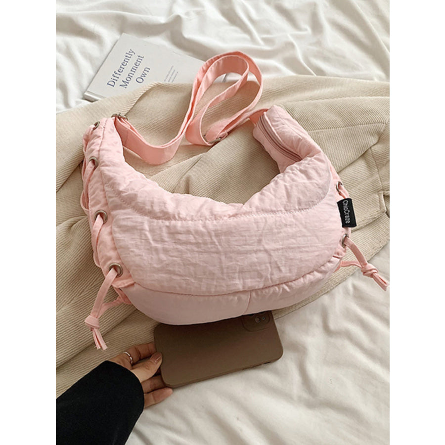 Lace-Up Polyester Crossbody Bag Apparel and Accessories