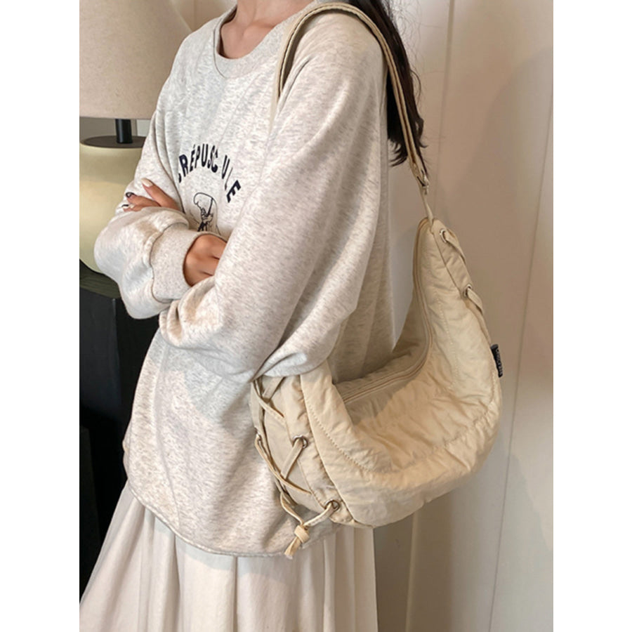 Lace-Up Polyester Crossbody Bag Apparel and Accessories