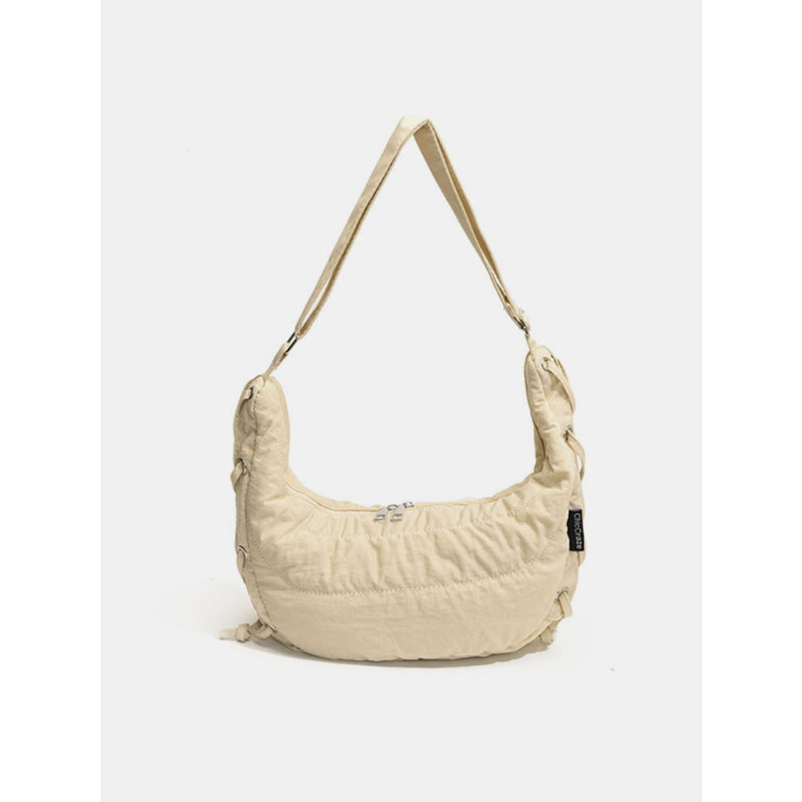 Lace-Up Polyester Crossbody Bag Beige / One Size Apparel and Accessories