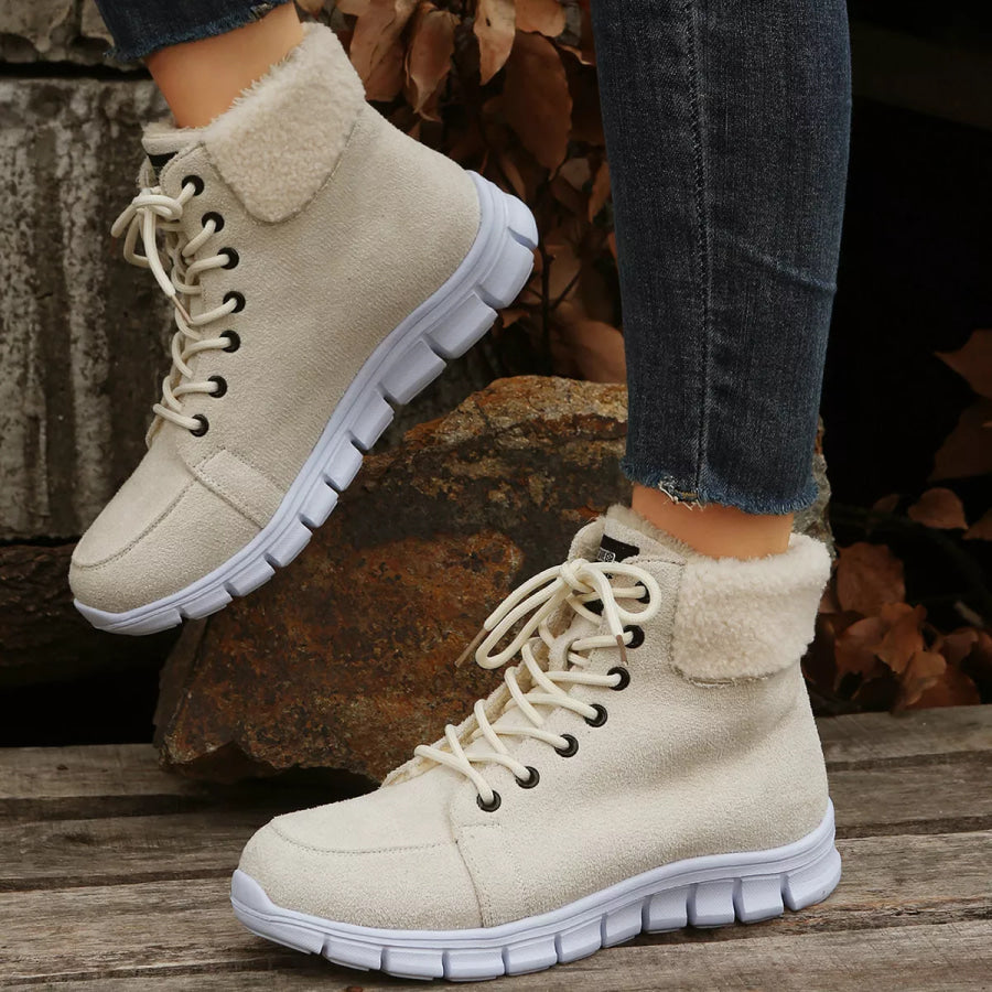 Lace Up Round Toe Boots Apparel and Accessories