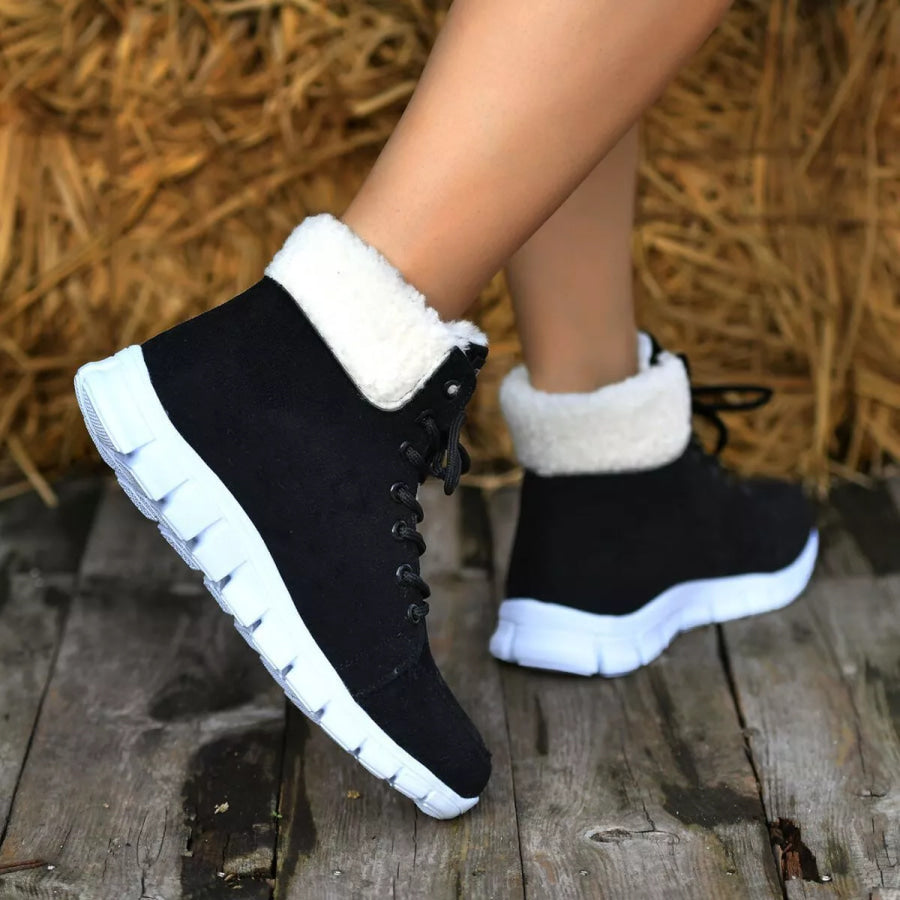 Lace Up Round Toe Boots Apparel and Accessories