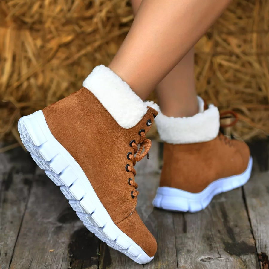 Lace Up Round Toe Boots Apparel and Accessories