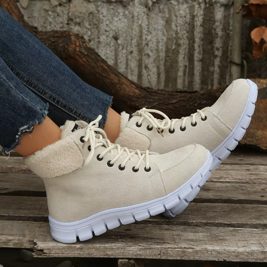 Lace Up Round Toe Boots Apparel and Accessories