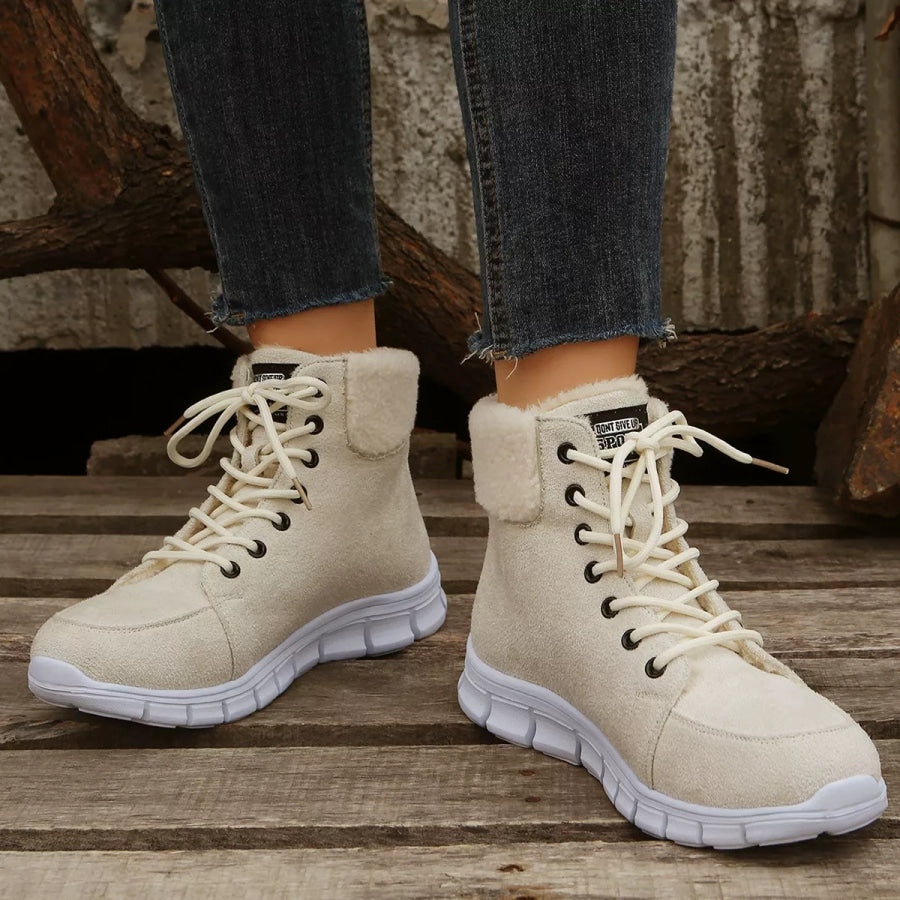 Lace Up Round Toe Boots Apparel and Accessories