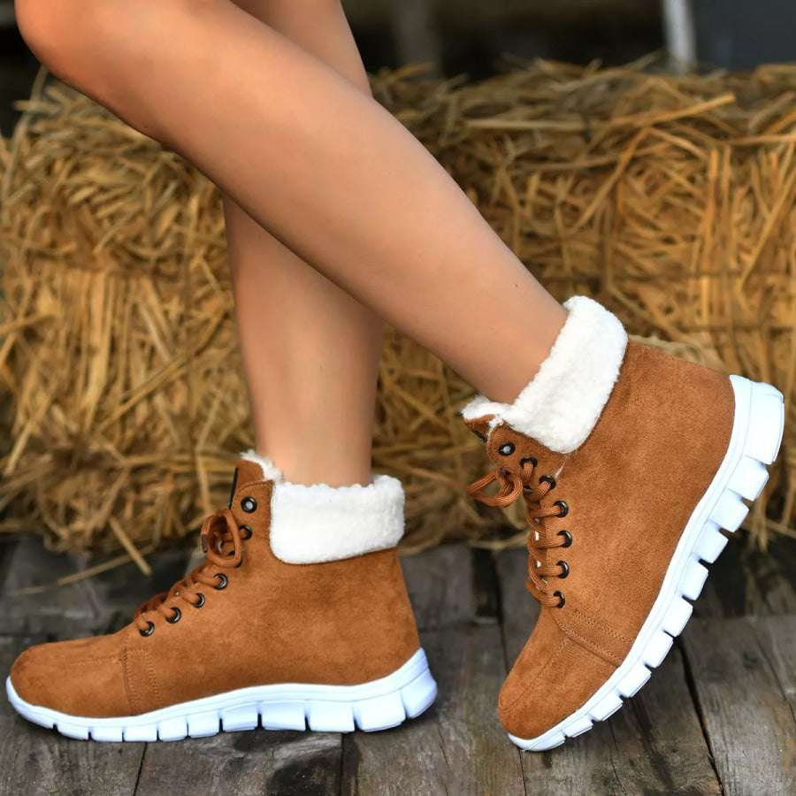 Lace Up Round Toe Boots Apparel and Accessories