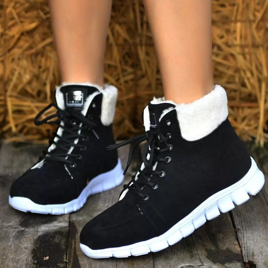 Lace Up Round Toe Boots Apparel and Accessories