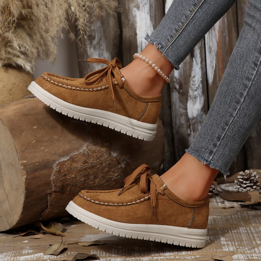 Lace-Up Round Toe Loafers Apparel and Accessories