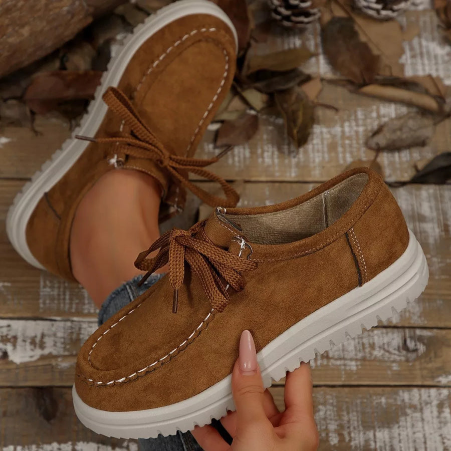 Lace-Up Round Toe Loafers Apparel and Accessories