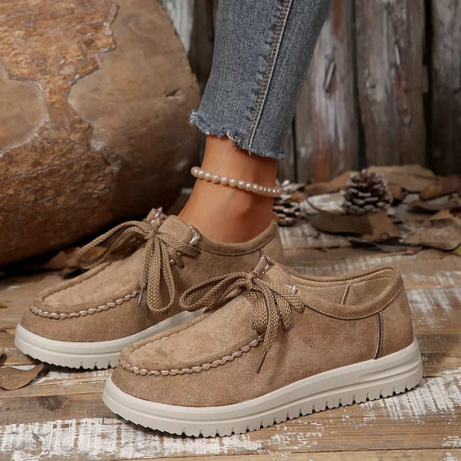 Lace-Up Round Toe Loafers Apparel and Accessories