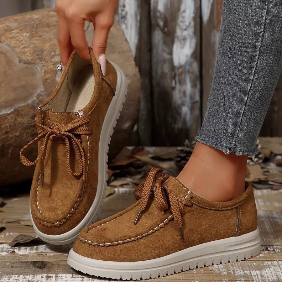 Lace-Up Round Toe Loafers Apparel and Accessories