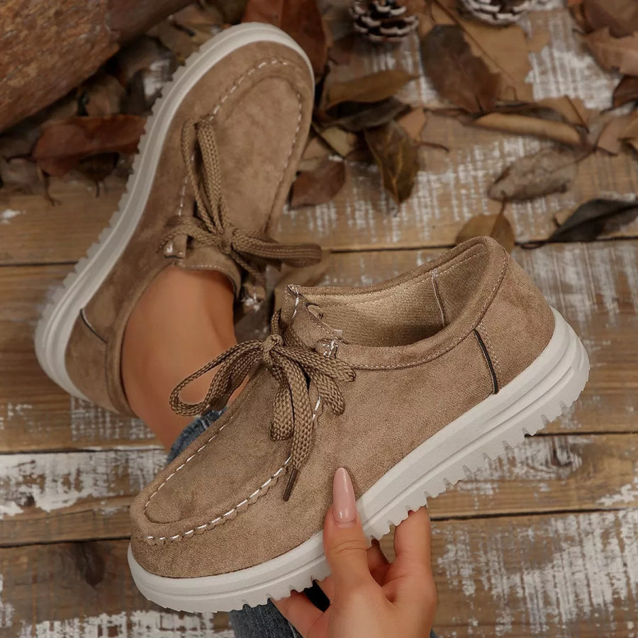 Lace-Up Round Toe Loafers Apparel and Accessories