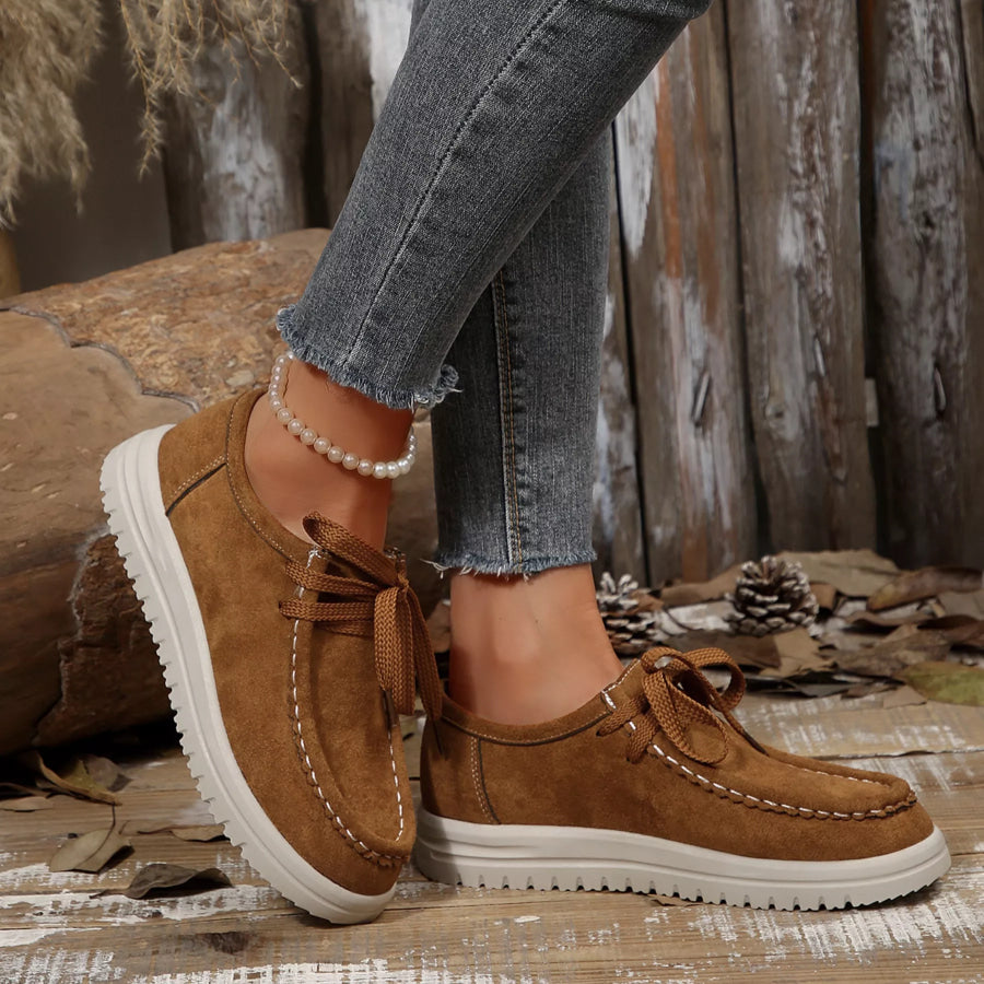 Lace-Up Round Toe Loafers Apparel and Accessories