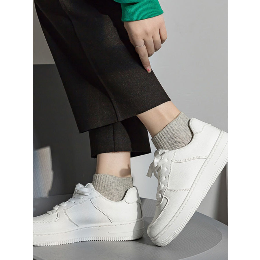 Lace Up Round Toe Platform Shoes White / 35(US4) Apparel and Accessories