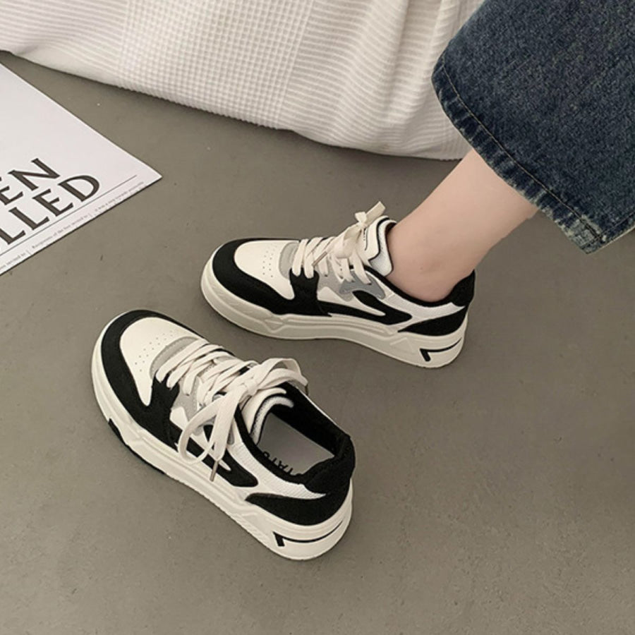 Lace Up Round Toe Platform Sneakers Apparel and Accessories