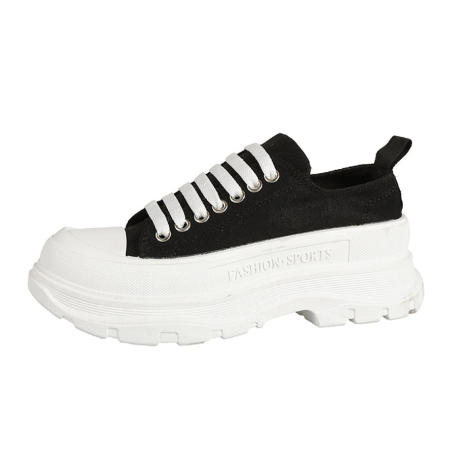 Lace Up Round Toe Platform Sneakers Apparel and Accessories