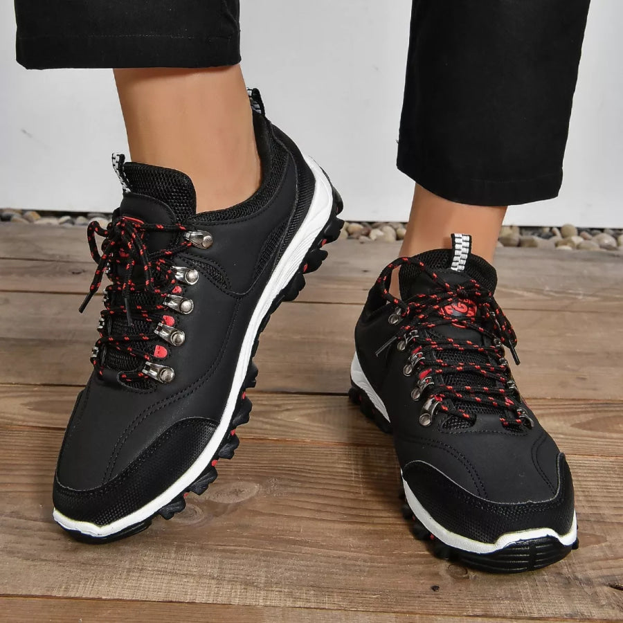 Lace Up Round Toe Sneaker Black / 38 Apparel and Accessories