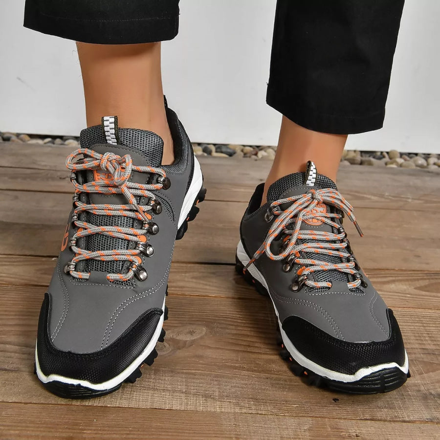Lace Up Round Toe Sneaker Grey / 38 Apparel and Accessories