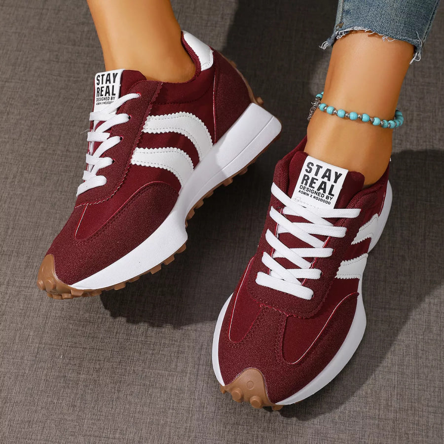 Lace Up Round Toe Sneakers Apparel and Accessories