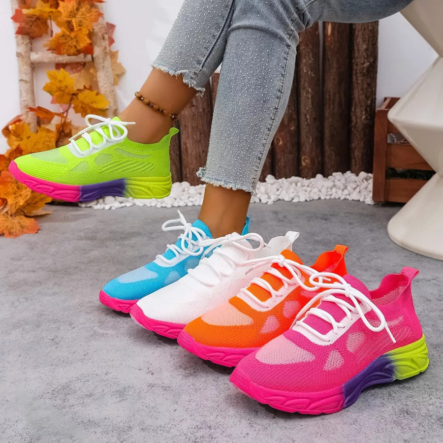 Lace Up Round Toe Sneakers Apparel and Accessories