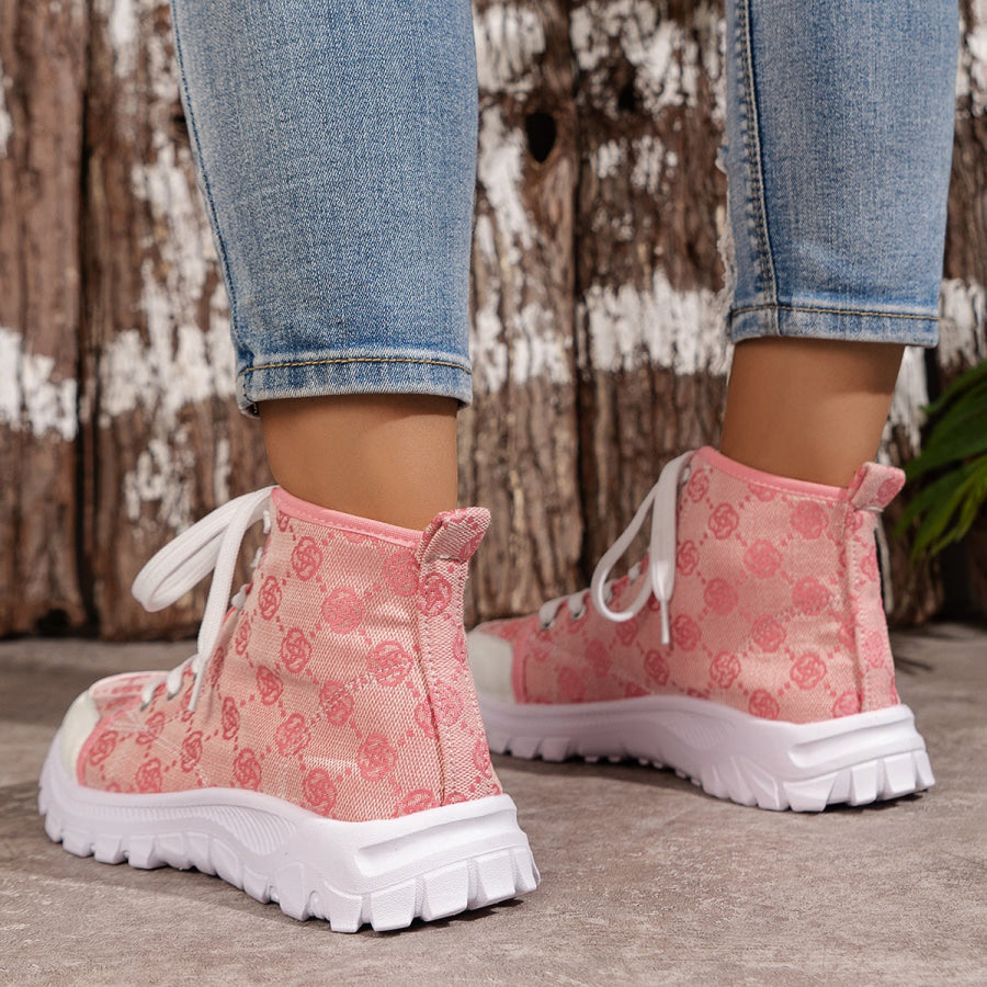 Lace Up Round Toe Sneakers Apparel and Accessories