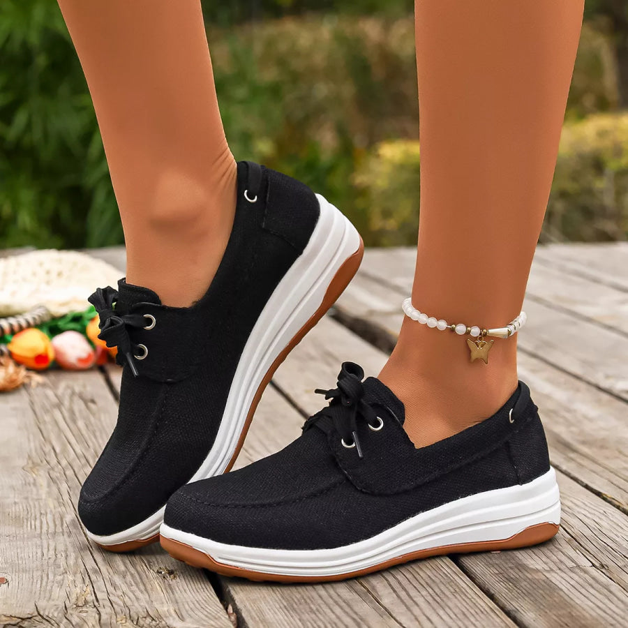 Lace Up Round Toe Sneakers Apparel and Accessories