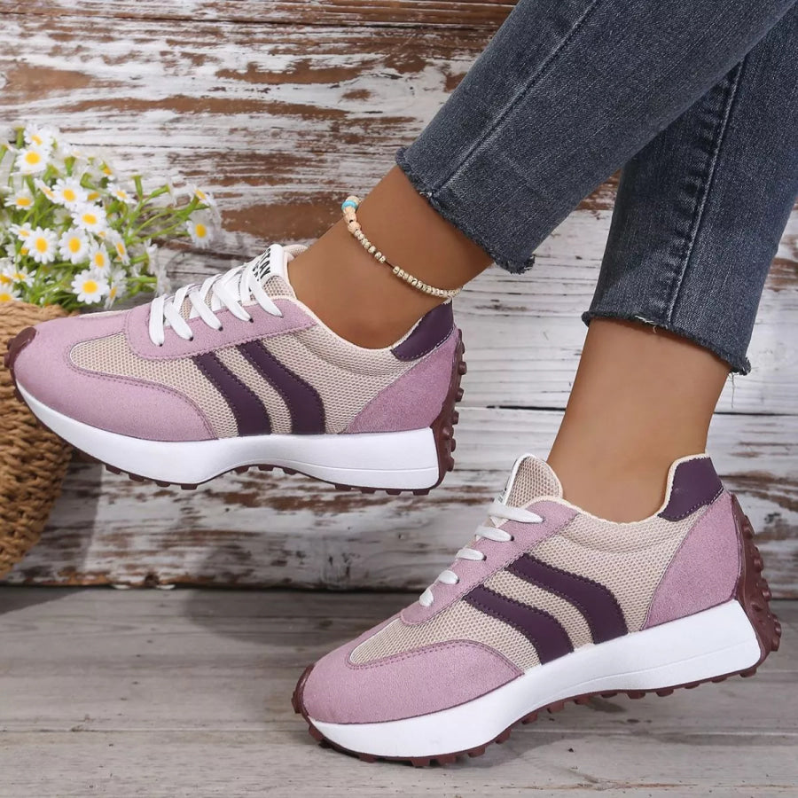 Lace Up Round Toe Sneakers Apparel and Accessories