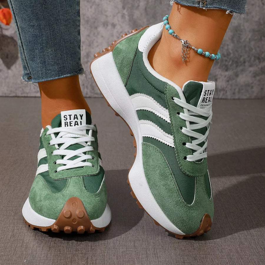 Lace Up Round Toe Sneakers Apparel and Accessories