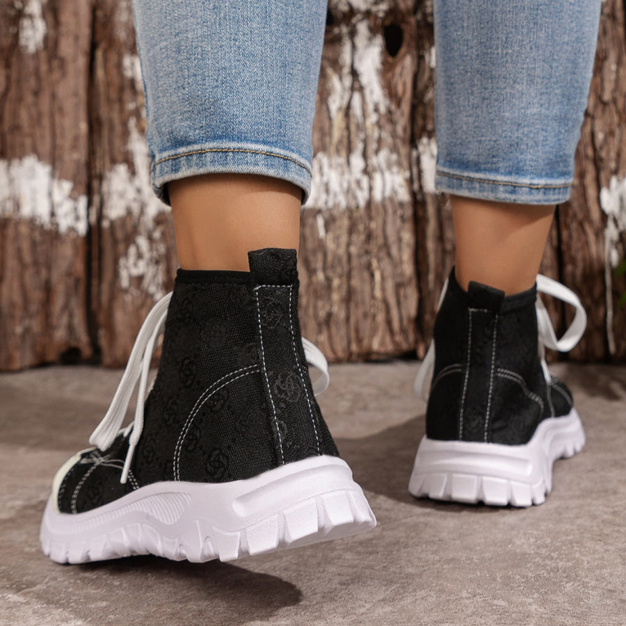 Lace Up Round Toe Sneakers Apparel and Accessories