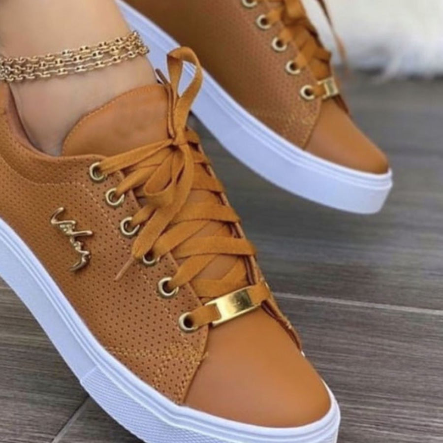 Lace Up Round Toe Sneakers Apparel and Accessories