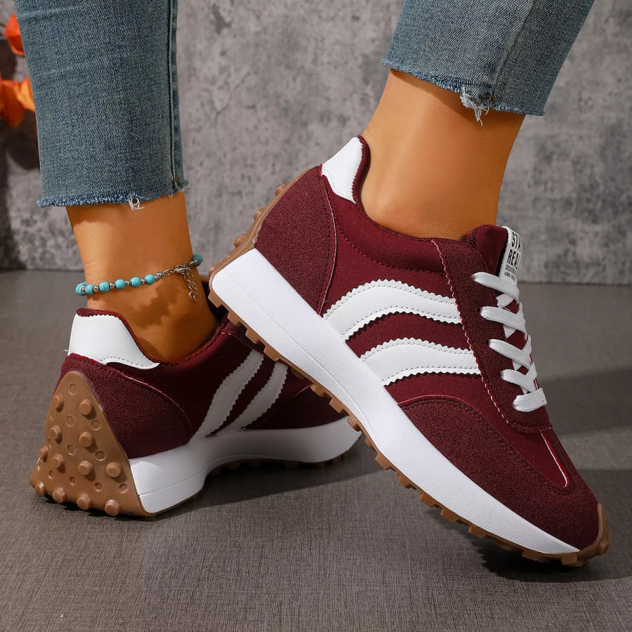 Lace Up Round Toe Sneakers Apparel and Accessories