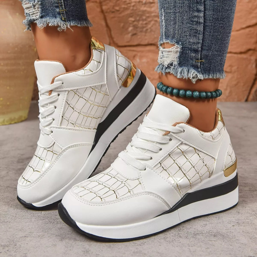 Lace Up Round Toe Sneakers Apparel and Accessories