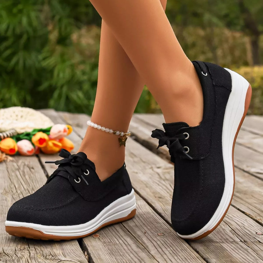Lace Up Round Toe Sneakers Apparel and Accessories