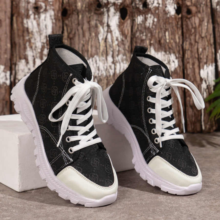 Lace Up Round Toe Sneakers Apparel and Accessories