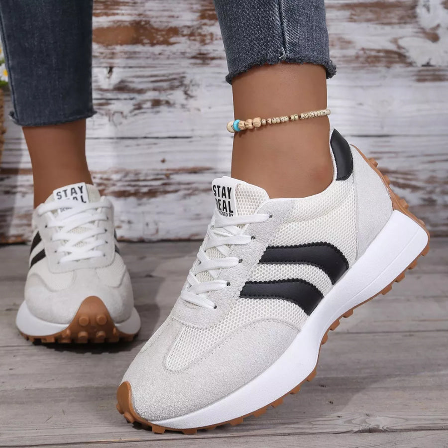 Lace Up Round Toe Sneakers Apparel and Accessories
