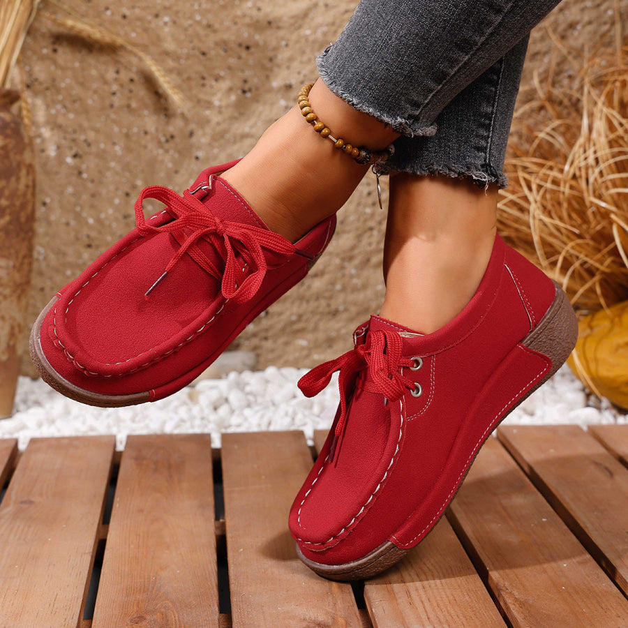 Lace Up Round Toe Sneakers Apparel and Accessories