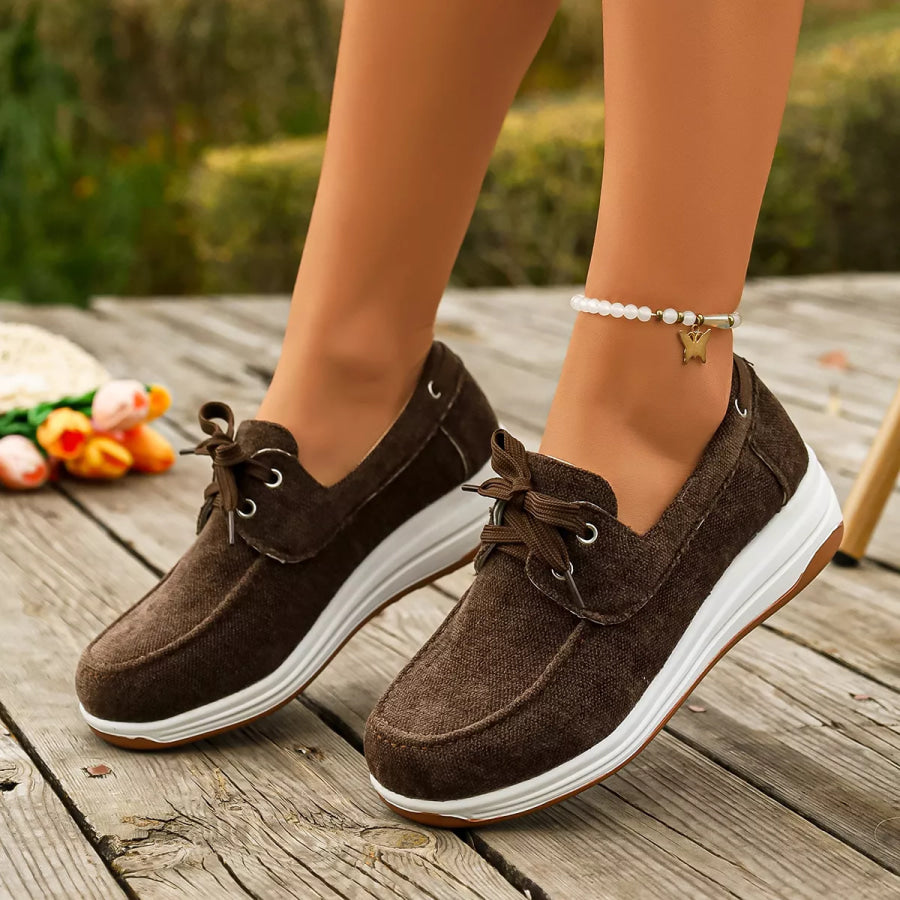 Lace Up Round Toe Sneakers Apparel and Accessories