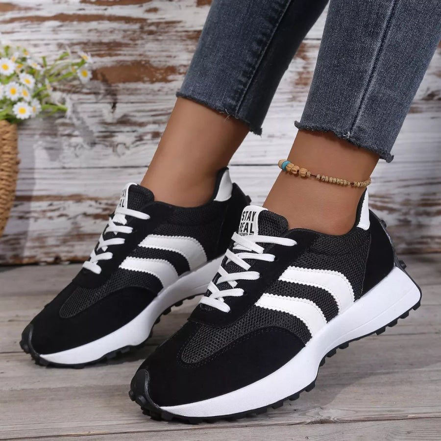 Lace Up Round Toe Sneakers Apparel and Accessories