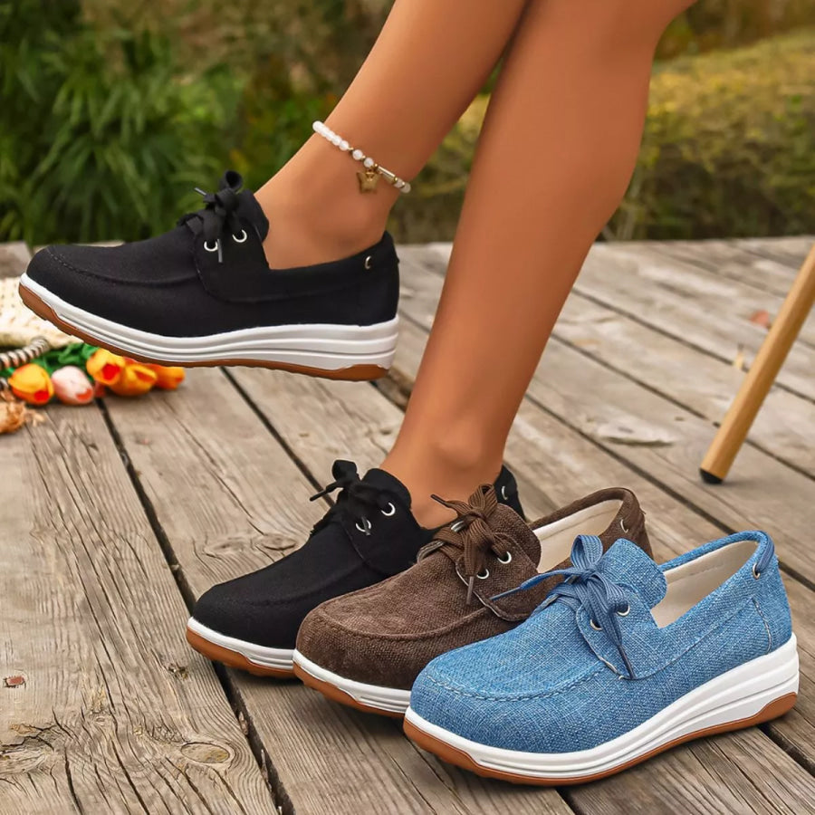 Lace Up Round Toe Sneakers Black / 36 Apparel and Accessories