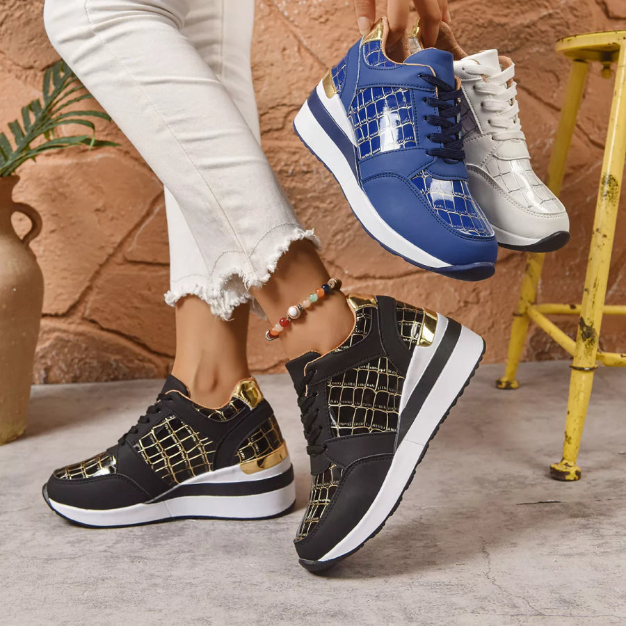 Lace Up Round Toe Sneakers Black / 36 Apparel and Accessories