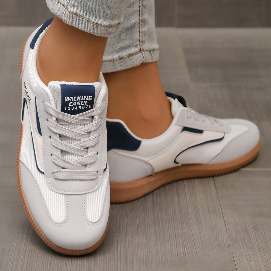 Lace Up Round Toe Sneakers Blue / 36 Apparel and Accessories