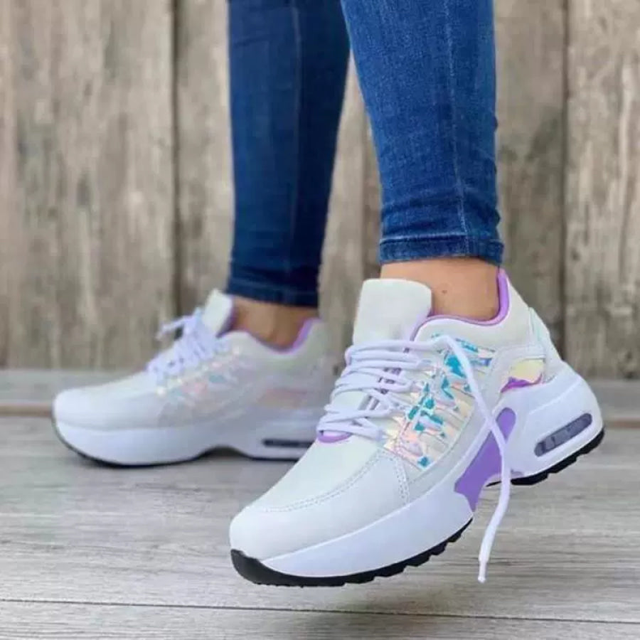 Lace Up Round Toe Sneakers Purple / 35 Apparel and Accessories
